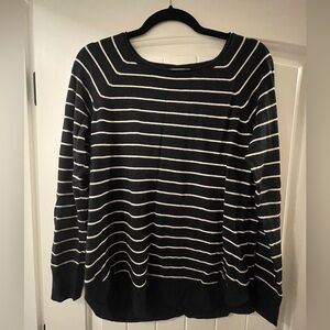 STACCATO Round Hem Navy Striped Sweater Long Sleeve Boat Neck
